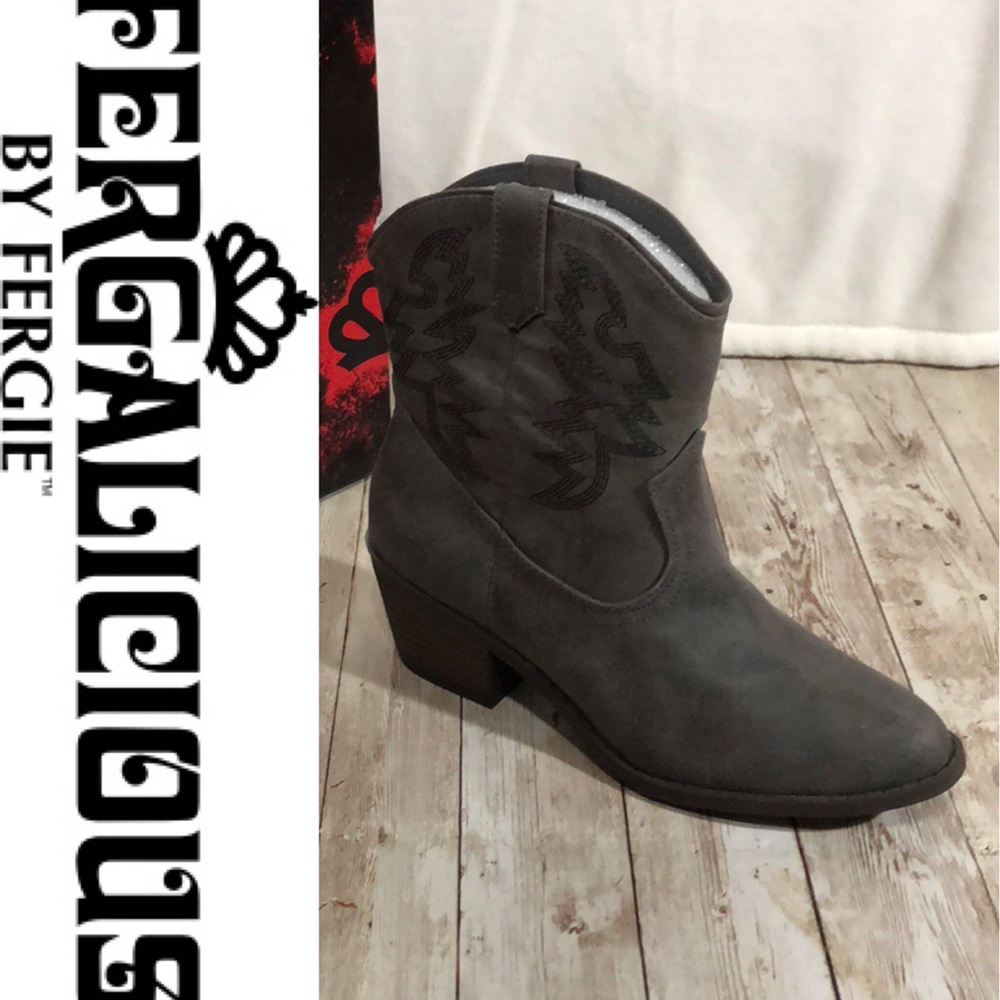 Fergalicious Viola Denim Ankle Cowgirl Boots Sz 6M